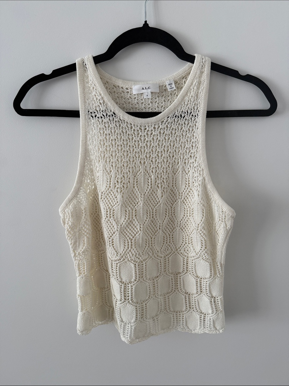 A.L.C. Open-Knit Ivory Tank Top
